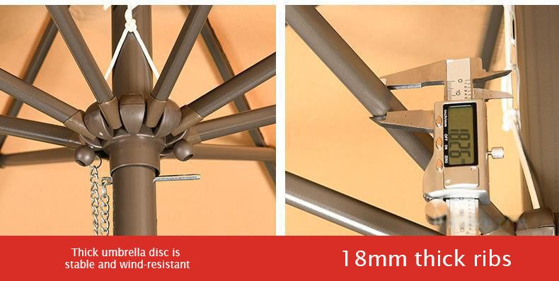 Heavy-Duty 2.7 meter Outdoor Patio Umbrella with Base and Rotating Crank - 270 cm x 198 cm x 245 cm
