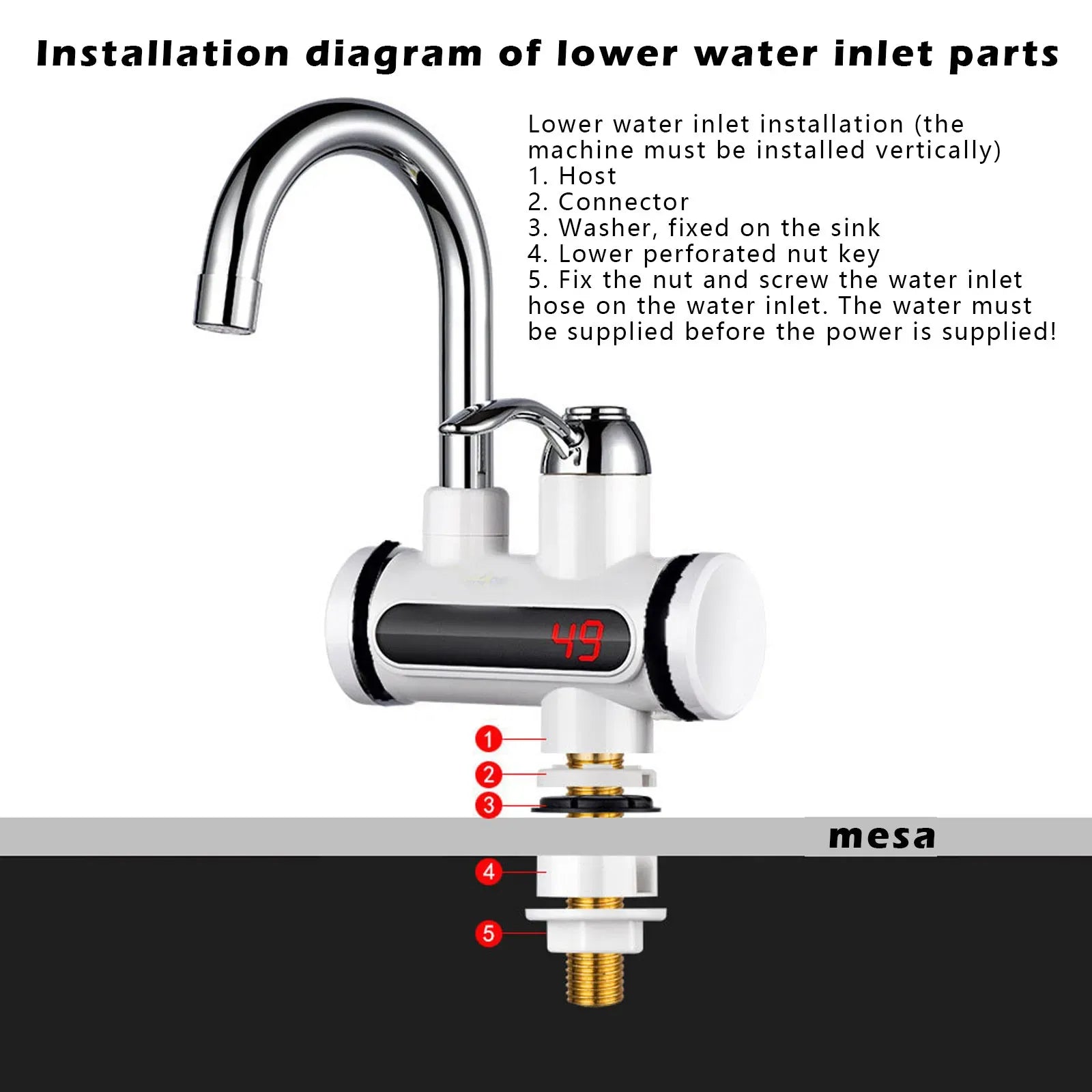 Electric Instant Water Heating Faucet - with Digital Temperature Display