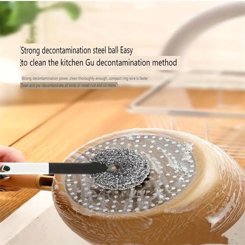 4-in-1 Multi-Brush Kitchen Cleaning Kit with Detachable Handle & Drainage Design