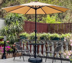 Heavy-Duty 2.7 meter Outdoor Patio Umbrella with Base and Rotating Crank - 270 cm x 198 cm x 245 cm