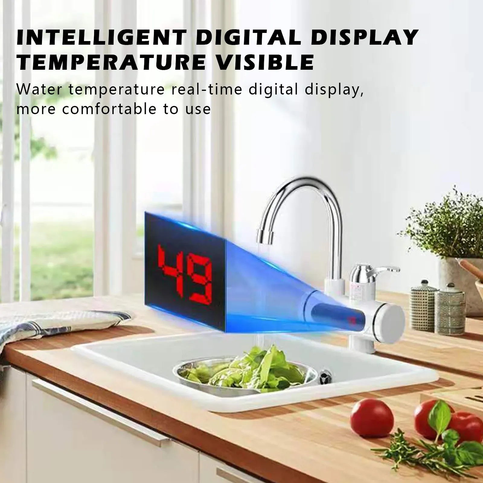 Electric Instant Water Heating Faucet - with Digital Temperature Display