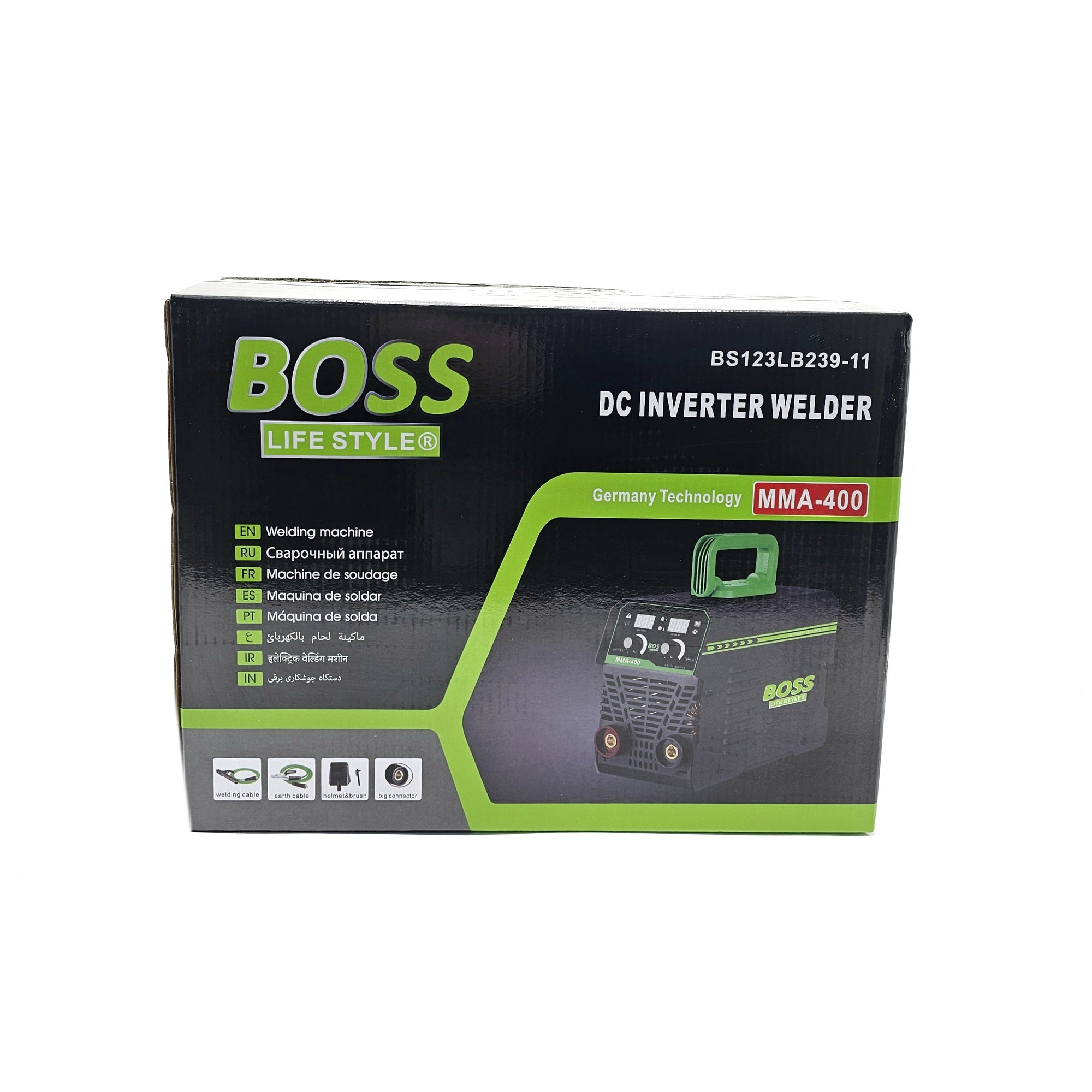 BOSS MMA-400 DC Inverter Welding Machine with Arc Force & Current Control, German Technology, 220V Input, Digital Display, Lightweight with Case
