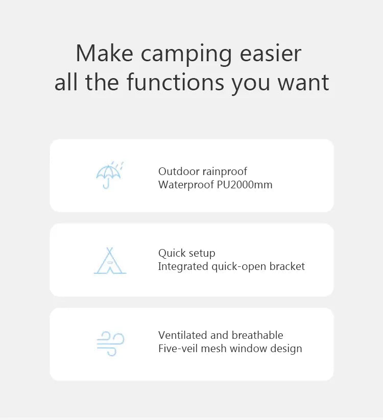 Chanodug Spacious Portable Waterproof QuickOpen Camping Tent for 6-8 People - 4 x 2.8 x 1.9 meters
