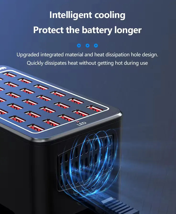 High-Power 30 Ports 150W Multi-Port Fast USB Charging Station for Multipurpose Usage