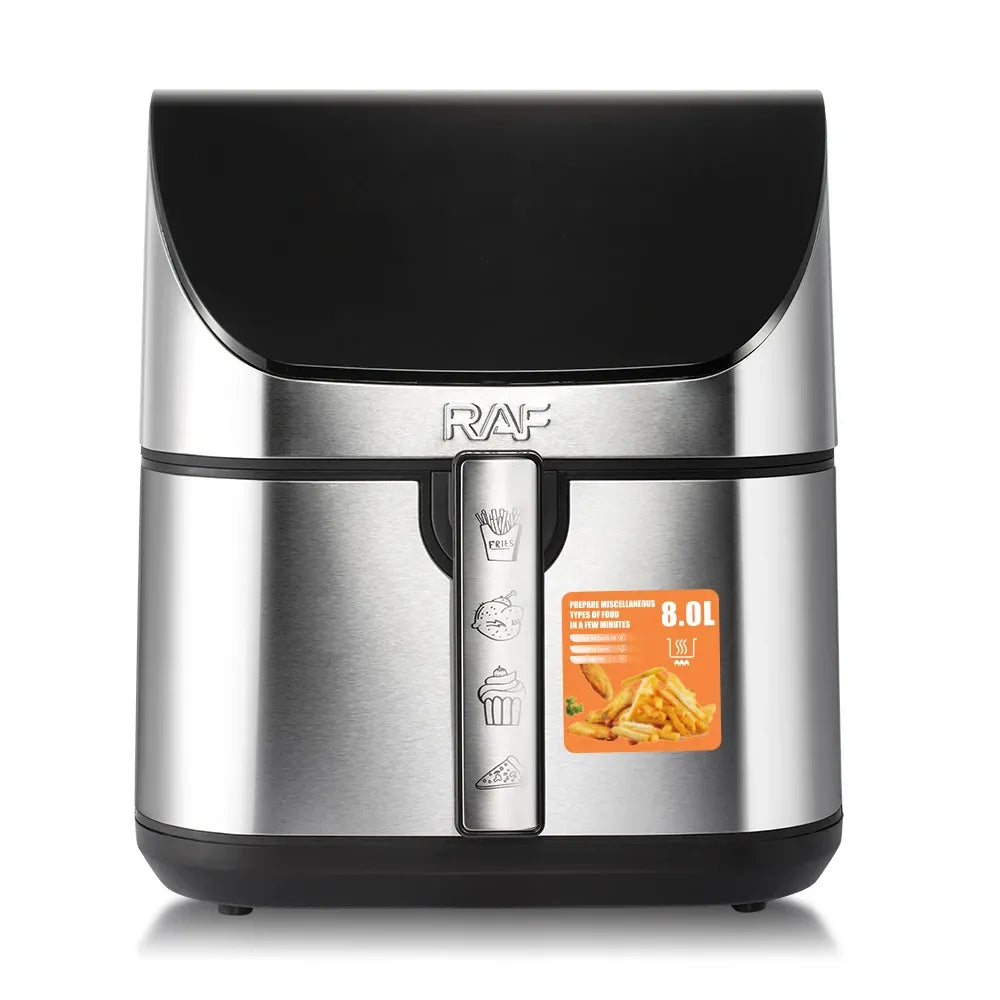 RAF 8L Smart Air Fryer with Tuya Mobile App Control, Stainless Steel Body, Temperature Control, Touch Screen - 1700W