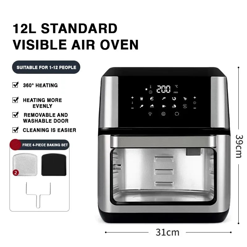 RAF 12L Multifunctional Digital Air Fryer with Dehydrator & Rotisserie - 2000W