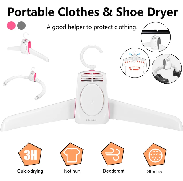 Umate Portable Clothes/Shoes 150W Dryer with Ceramic Heating Technology