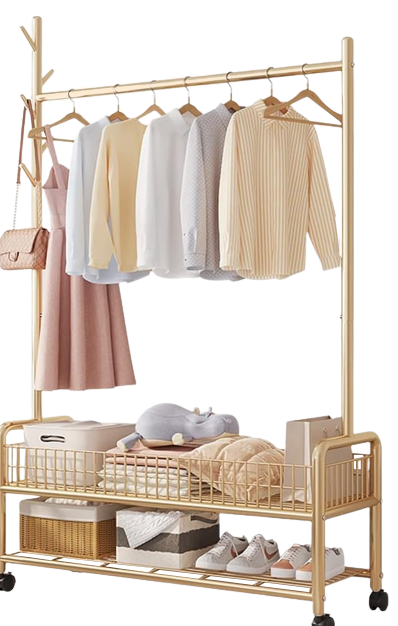 Modern Clothes Stand & Hanger Rack Organiser with Multi-Functional Storage and Hooks