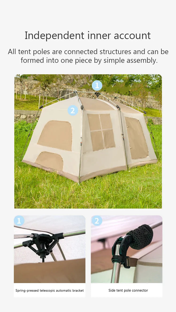 Chanodug Spacious Portable Waterproof QuickOpen Camping Tent for 6-8 People - 4 x 2.8 x 1.9 meters