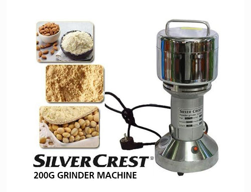 Silver Crest High Power Powder Grinder Machine - 1000W - 1200W - 100g - 200g Capacity - Stainless Steel Body