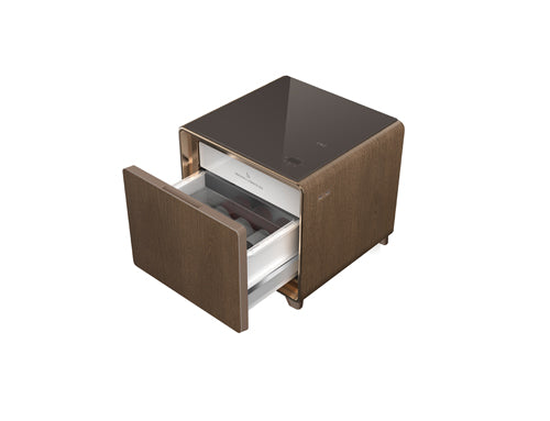 Mini Smart Refrigerator Coffee Table with Built-in 30L Refrigerator Drawer, USB & Wireless Charging Station, and LED Display Control