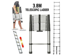 3.8 meter Telescopic Folding Ladder with Lightweight Aluminium Design and Easy-to-Use Locking Mechanism