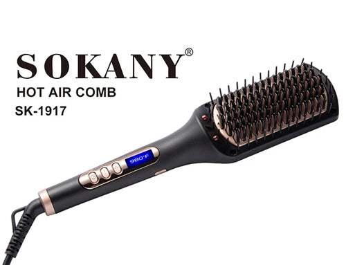 Sokany 2-IN-1 Heated Hot Air Hair Straightening Comb with Far Infrared and Negative Ionic Technology