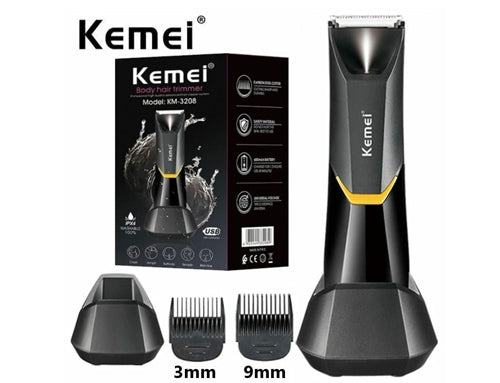 KEMEI Body Hair Trimmer - Electric Multifunctional Anti-Cut Hair Trimmer with LED Light