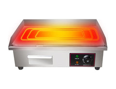 Electric Countertop Griddle Grill with Flat Top & Stainless Steel Body - 3000W -Thermostatic Control for Home, Outdoor & Commercial Cooking