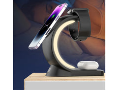 3-IN-1 RGB Wireless Magnetic Fast Charging Station with Phone, Earbuds & Watch