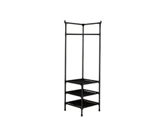 Corner Metal Coat & Clothes Hanging Rack with Storage Shelves
