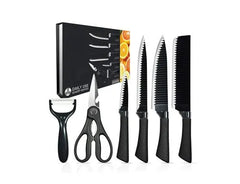 Precision 6-Piece Knife Set with Serrated & Plain Blades and Forged Construction