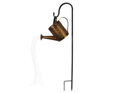 Solar-Powered Iron Watering Can LED Light Decoration Lantern for Garden