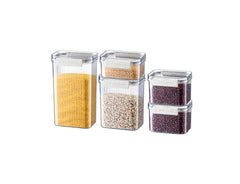 Airtight Plastic Food Storage Jar with Detachable Lids - 5 Piece Set