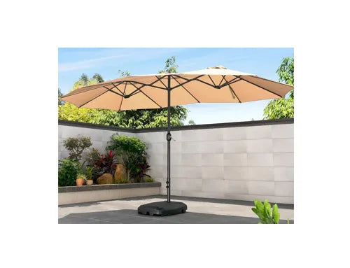 Extra Large Tri-Head Outdoor Umbrella with Semi-Automatic Folding and 12 sqm Shade - 455 x 265 cm Size