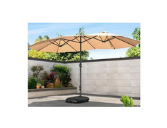 Extra Large Tri-Head Outdoor Umbrella with Semi-Automatic Folding and 12 sqm Shade - 455 x 265 cm Size
