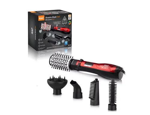 RAF 5-in-1 Multi-Functional Rotative Hair Styling Brush with Hot Air Comb, Straightener, Curler & Volumizer & Diffuser - 1200W