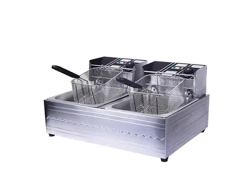 RAF High-Power Rapid Heating Dual-Basket Deep Fryer - 5000W, 5.5L+5.5L Stainless Steel Frying Machine