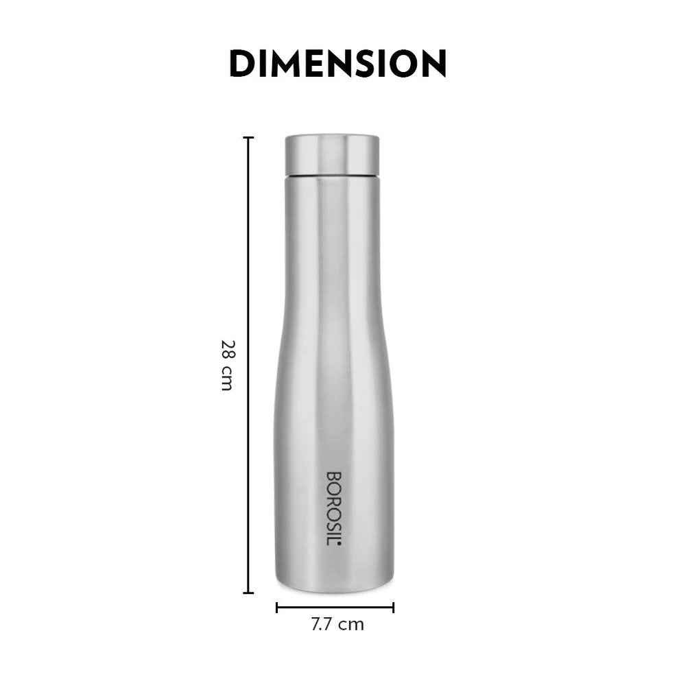 Stainless Steel Water Bottle - 1 Litre with Screw Top Lid, Leak-Proof and Odour-Free Design, Compact Travel-Friendly Bottle for School, Office, Cycling, Hiking, Camping and Outdoor Sports