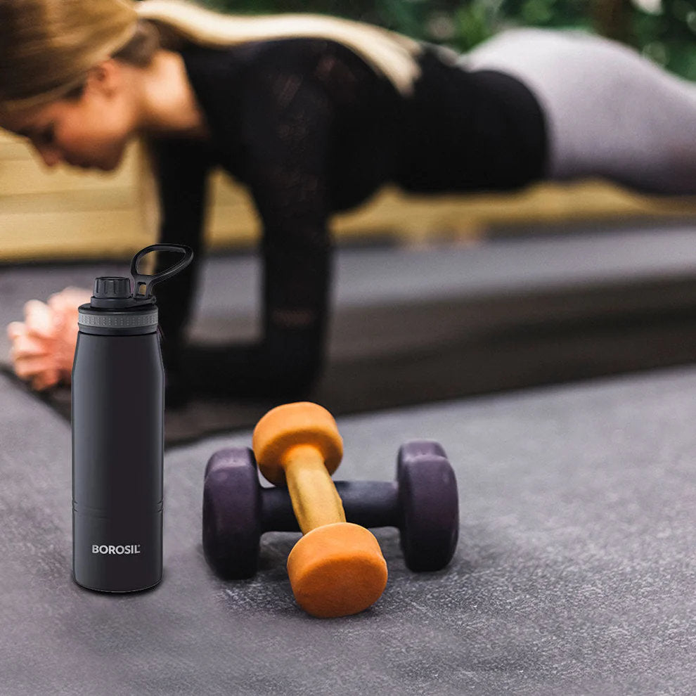 Borosil Hydra Stainless Steel Insulated Water Bottle 600ml with Double Wall Vacuum, Copper Coating, Leak-Proof Screwtop Sipper, 14 Hours Hot & 18 Hours Cold Retention, BPA-Free Travel Bottle