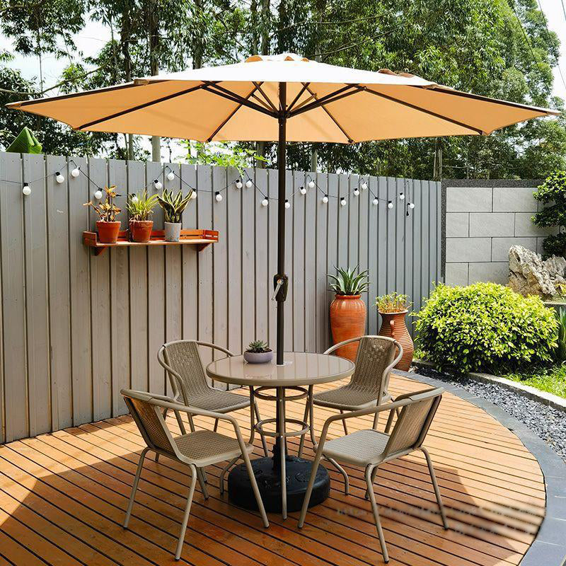 Heavy-Duty 2.7 meter Outdoor Patio Umbrella with Base and Rotating Crank - 270 cm x 198 cm x 245 cm