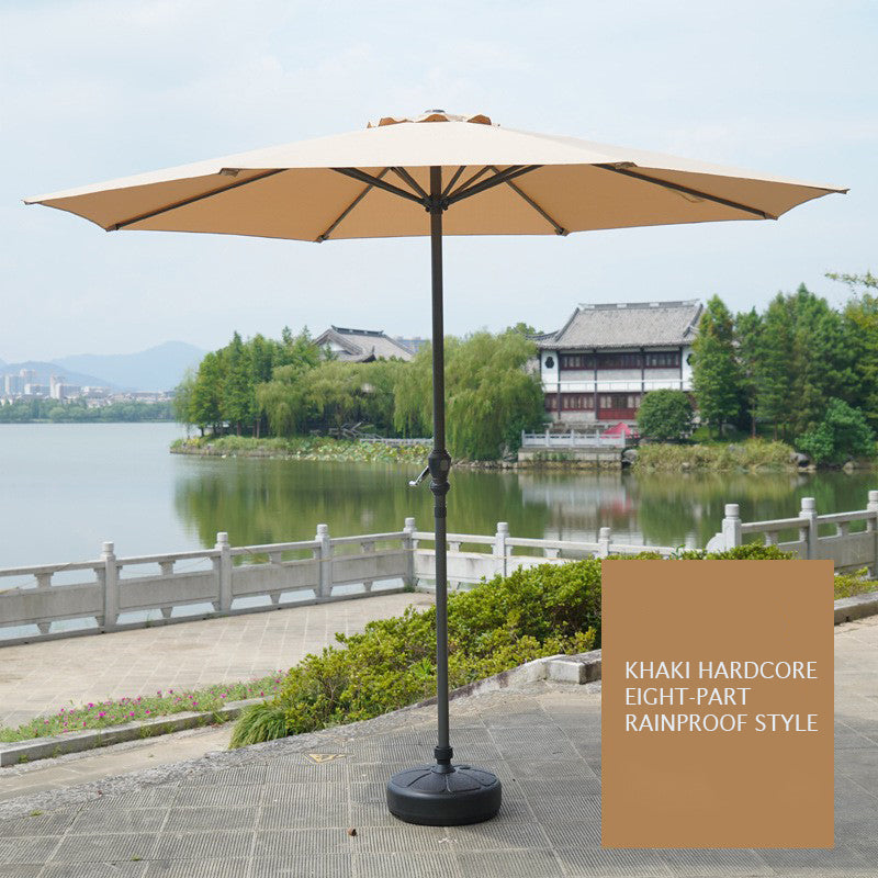 Heavy-Duty 2.7 meter Outdoor Patio Umbrella with Base and Rotating Crank - 270 cm x 198 cm x 245 cm