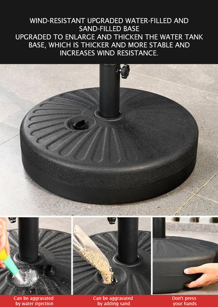 Heavy-Duty 2.7 meter Outdoor Patio Umbrella with Base and Rotating Crank - 270 cm x 198 cm x 245 cm