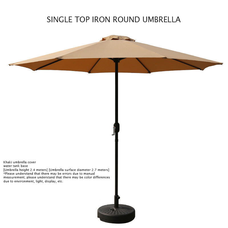 Heavy-Duty 2.7 meter Outdoor Patio Umbrella with Base and Rotating Crank - 270 cm x 198 cm x 245 cm