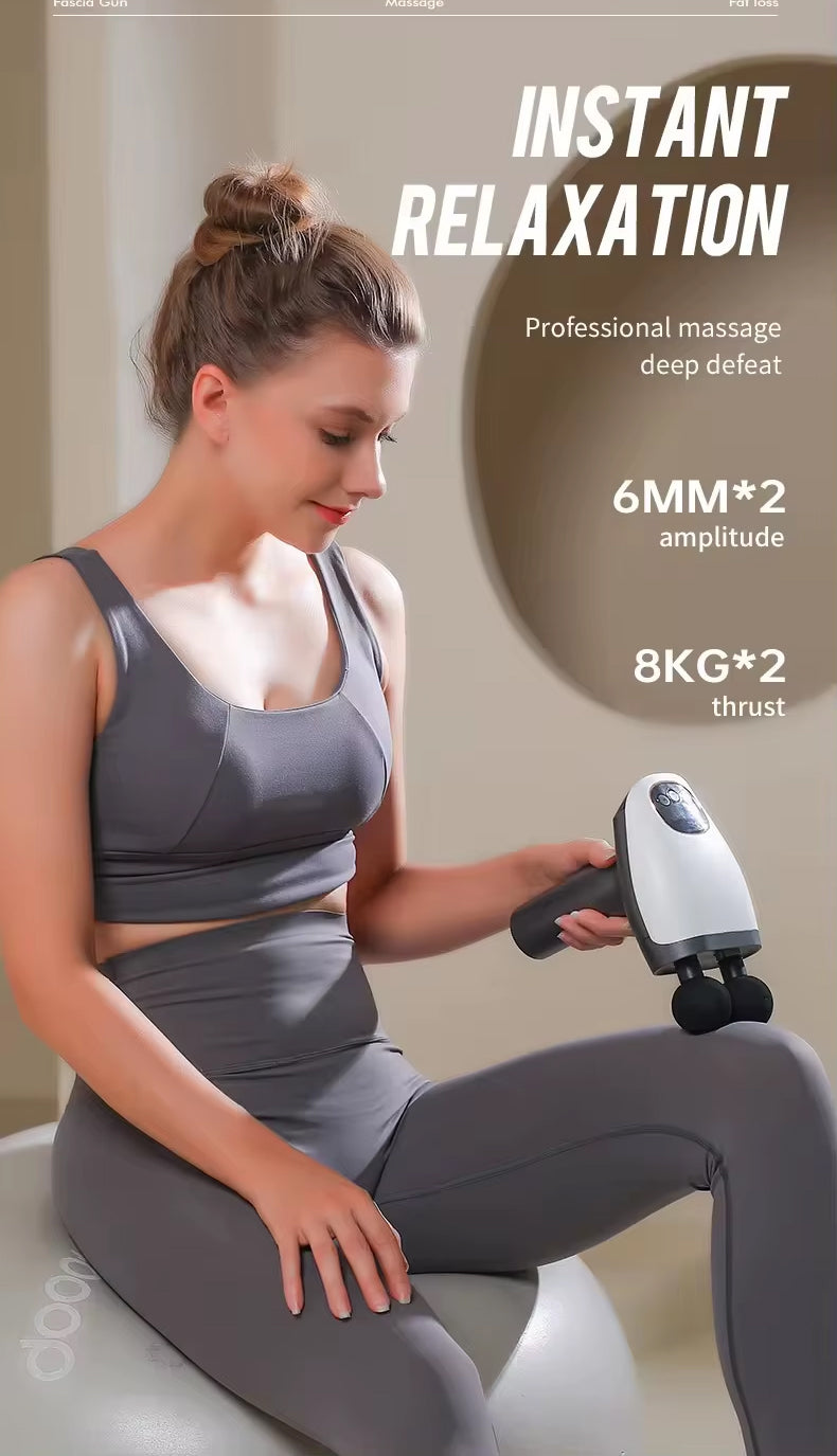 Double Head Electric Fascial Massager with 10 Speed Levels, 4 Massage Heads & Type-C Charging for Deep Tissue Muscle Relaxation for Neck, Back & Body