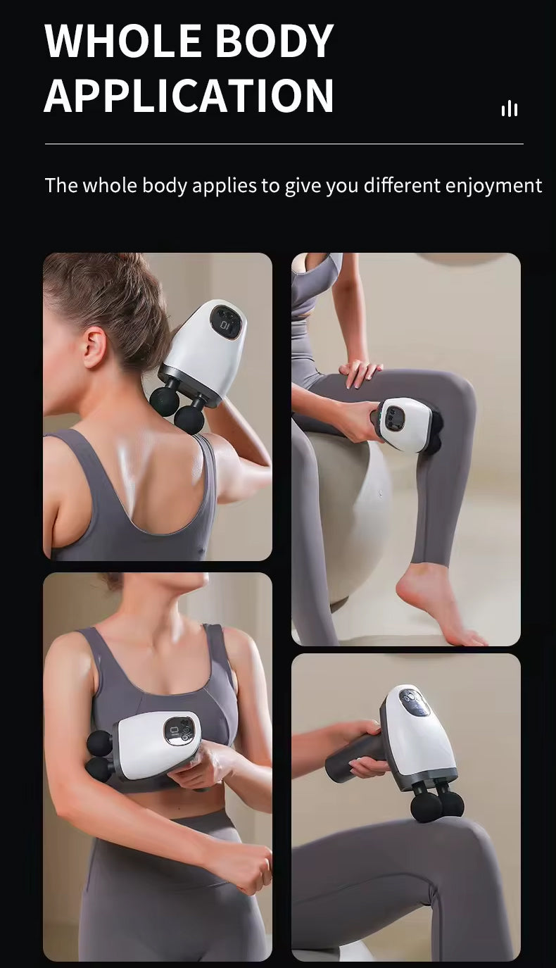 Double Head Electric Fascial Massager with 10 Speed Levels, 4 Massage Heads & Type-C Charging for Deep Tissue Muscle Relaxation for Neck, Back & Body