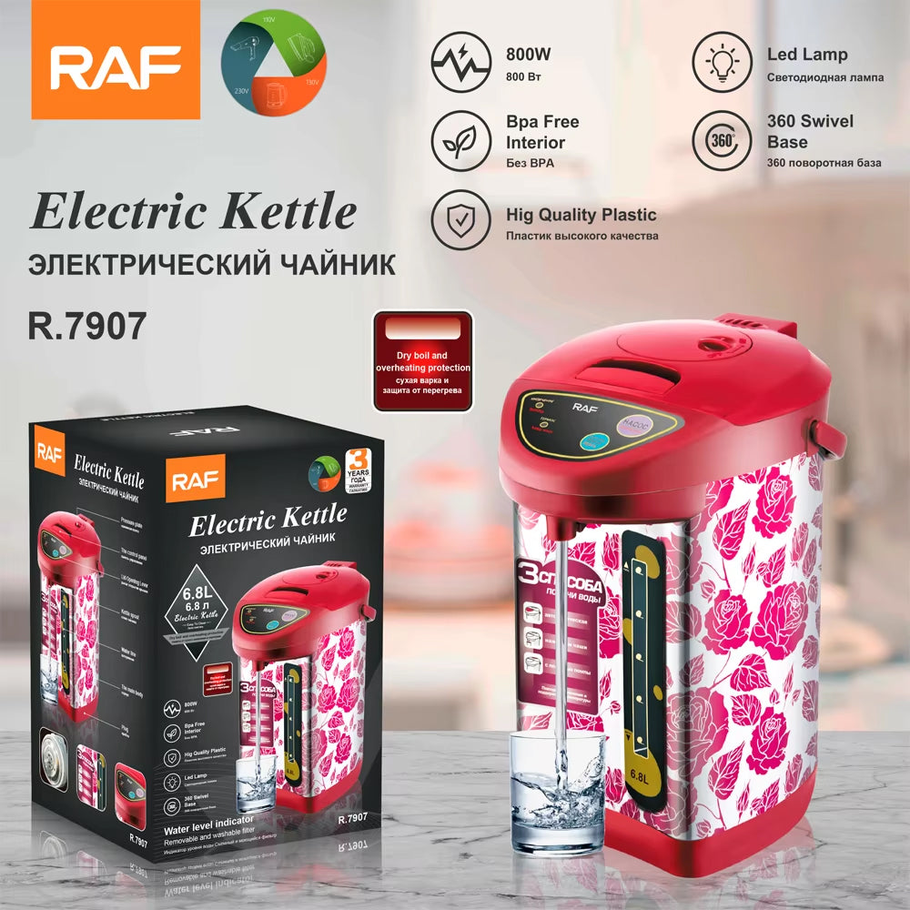 High-Capacity 6.8L Stainless Steel Electric Kettle with Hot Beverage Dispensing, Boil-Dry Protection & LED Indicator - 800W