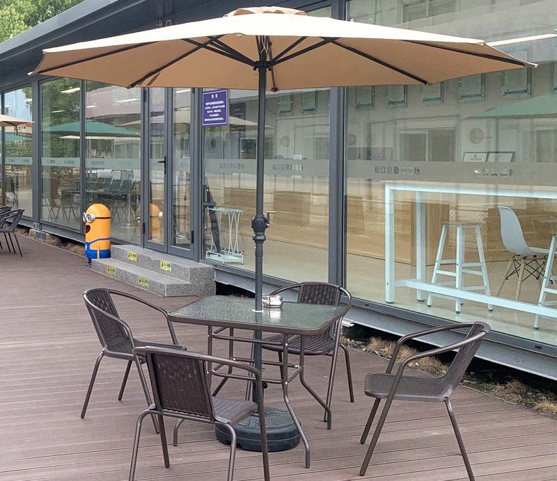 Heavy-Duty 2.7 meter Outdoor Patio Umbrella with Base and Rotating Crank - 270 cm x 198 cm x 245 cm