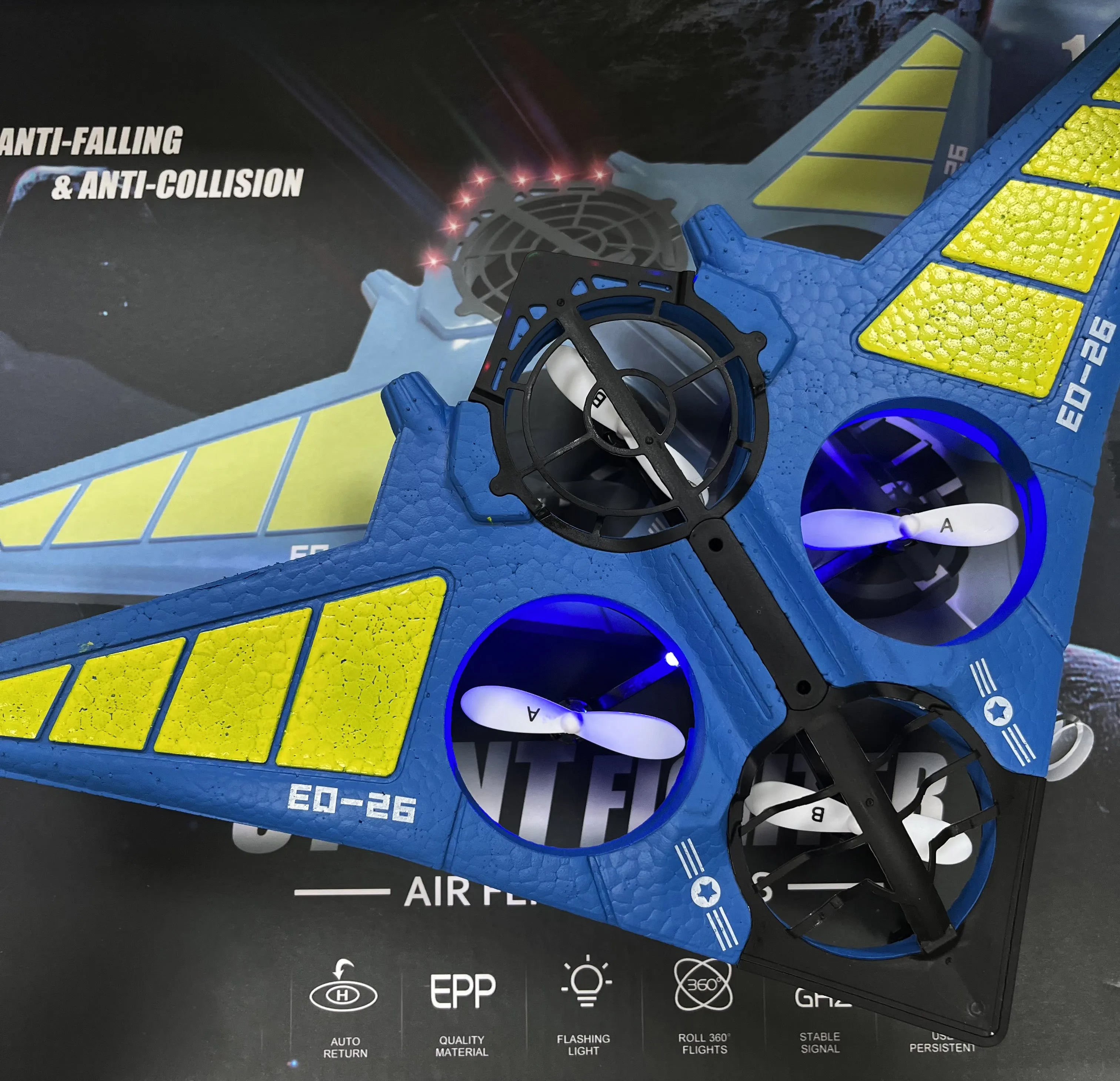 360° Rotating Stunt Fighter Airplane Drone with Auto Return & Remote Control