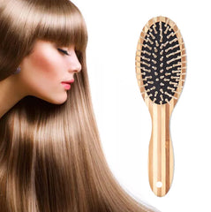 Bamboo Combing Hair Brush with Cushion and Wooden Pins