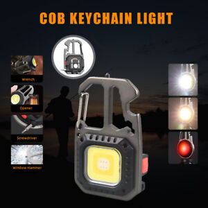 Multifunctional Emergency COB Light Tripod Keychain with Screwdriver Wrench Tool, Bottle Opener & G