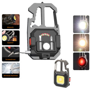Multifunctional Emergency COB Light Tripod Keychain with Screwdriver Wrench Tool, Bottle Opener & G