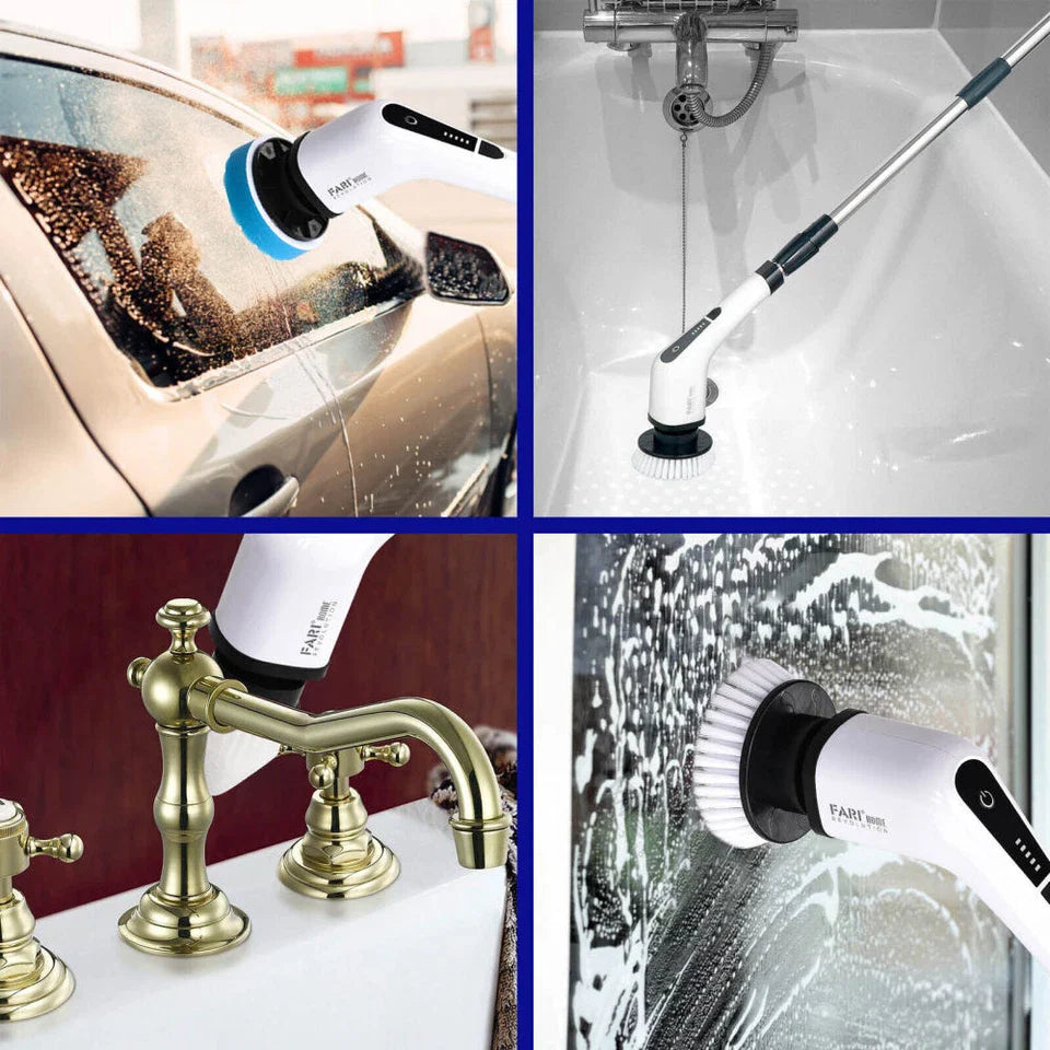 9-in-1 Multifunctional Electric Cleaning Brush Scrubber with Interchangeable Heads & Telescopic Handle