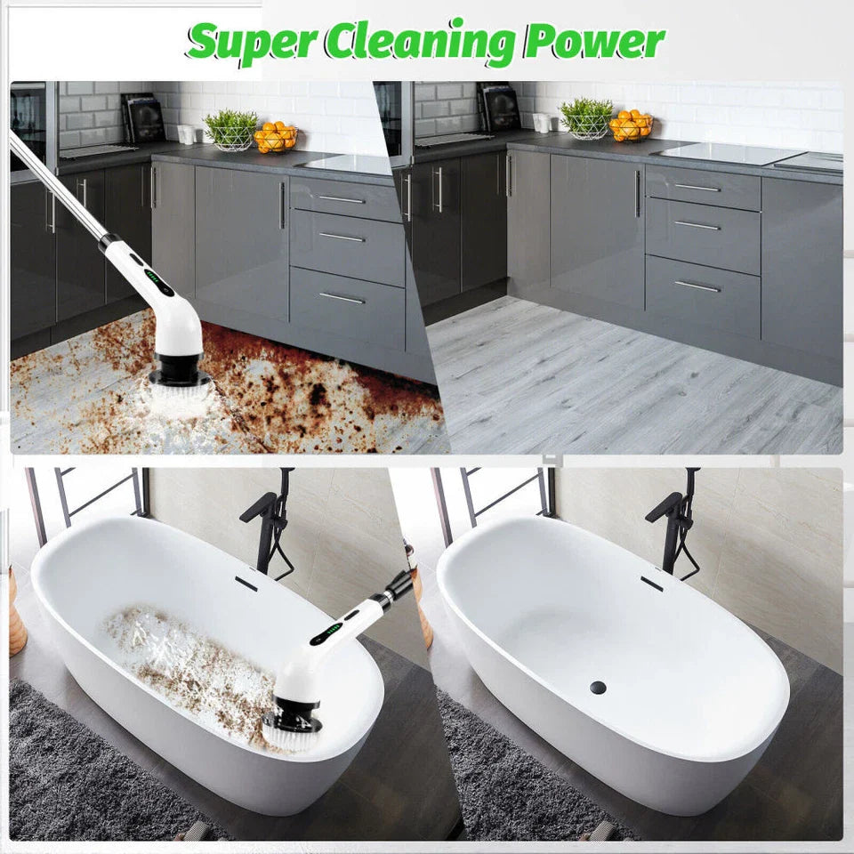 9-in-1 Multifunctional Electric Cleaning Brush Scrubber with Interchangeable Heads & Telescopic Handle
