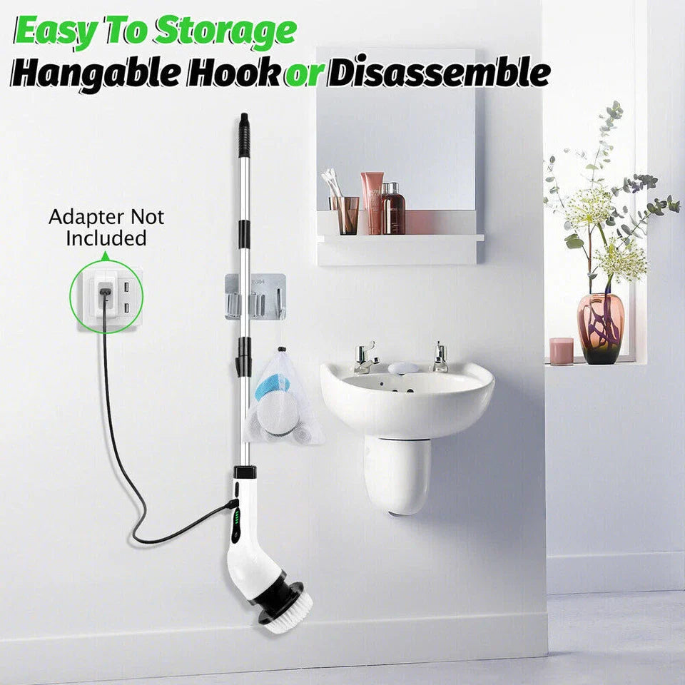 9-in-1 Multifunctional Electric Cleaning Brush Scrubber with Interchangeable Heads & Telescopic Handle