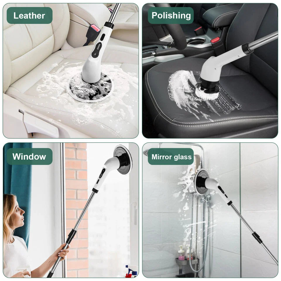 9-in-1 Multifunctional Electric Cleaning Brush Scrubber with Interchangeable Heads & Telescopic Handle