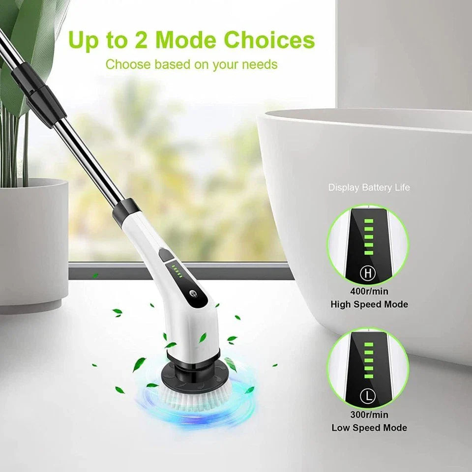 9-in-1 Multifunctional Electric Cleaning Brush Scrubber with Interchangeable Heads & Telescopic Handle