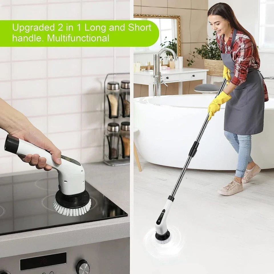 9-in-1 Multifunctional Electric Cleaning Brush Scrubber with Interchangeable Heads & Telescopic Handle