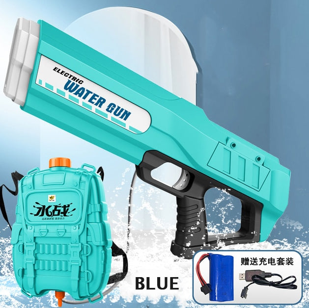 Cool Long Range Electric Water Gun Toy - Rechargeable with Water Storage Backpack