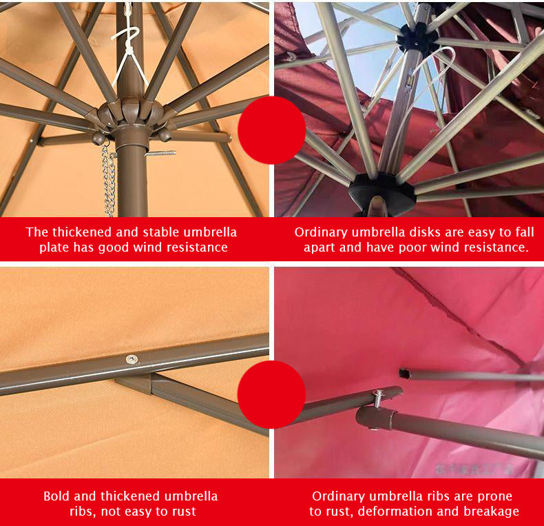Heavy-Duty 2.7 meter Outdoor Patio Umbrella with Base and Rotating Crank - 270 cm x 198 cm x 245 cm